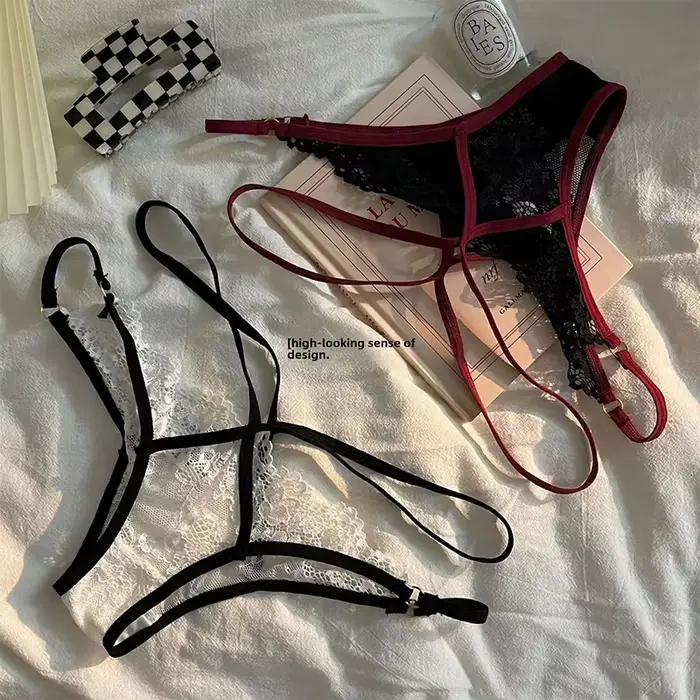 Sous-vêtements en dentelle esthétique Pure French Desire, sous-vêtements moulants taille basse avec trous respirants en maille Sexy, adulte sexy