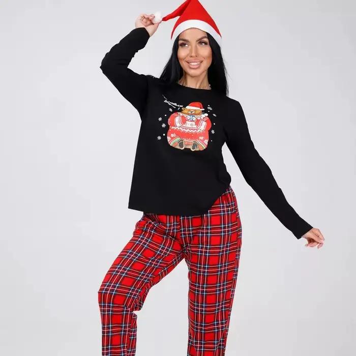 Ensemble pyjama pour femmes, imprimé écossais, manches longues, pantalon Long, vêtements de maison, nouvelle collection 2025