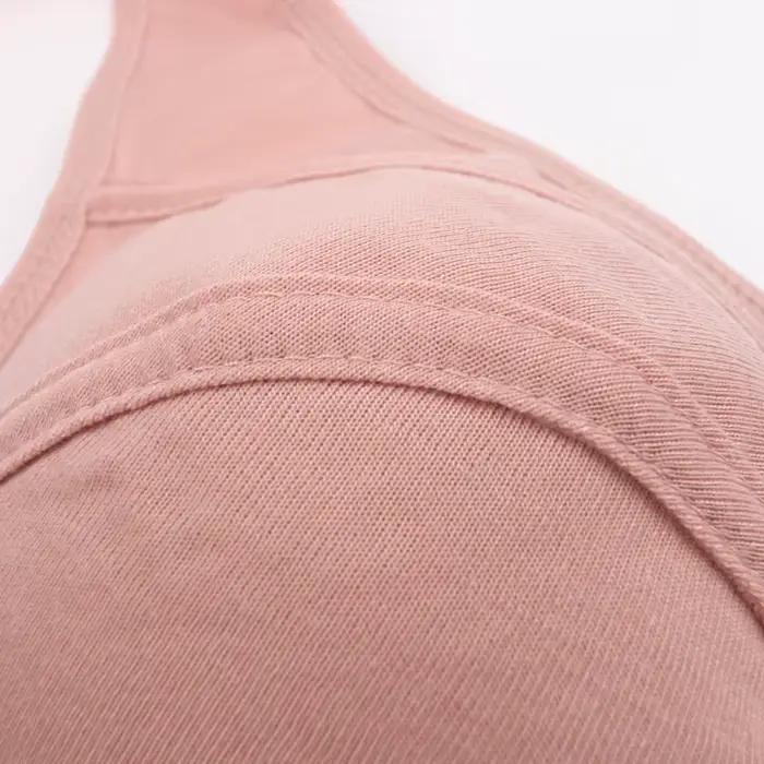 Soutien-gorge en coton pour femmes, sans fil, fermeture frontale, sous-vêtements confortables, pour tous les jours, grand buste, bonnet 52BC 50BC