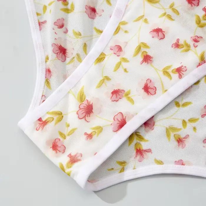 Culottes string en tulle imprimé floral frais sous-vetements légers et respirants pour filles culottes sexy pour l'été occassions spéciales