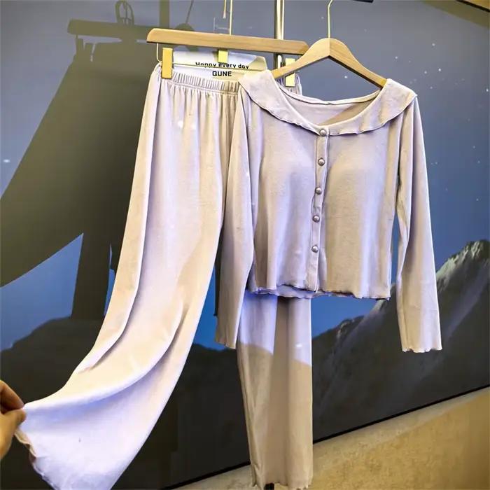 Island velours femmes pyjamas chaud épais vêtements de nuit maison costume polaire tenue de nuit Femme à manches longues pantalon ensembles Pyjama Femme