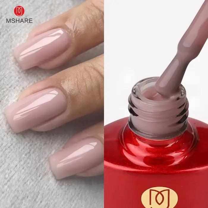 MSHARE Gumený základný gél v mliečno-ružovej farbe Camouflage farba kabát namáčacie nechty Gélové laky 10ml UV LED