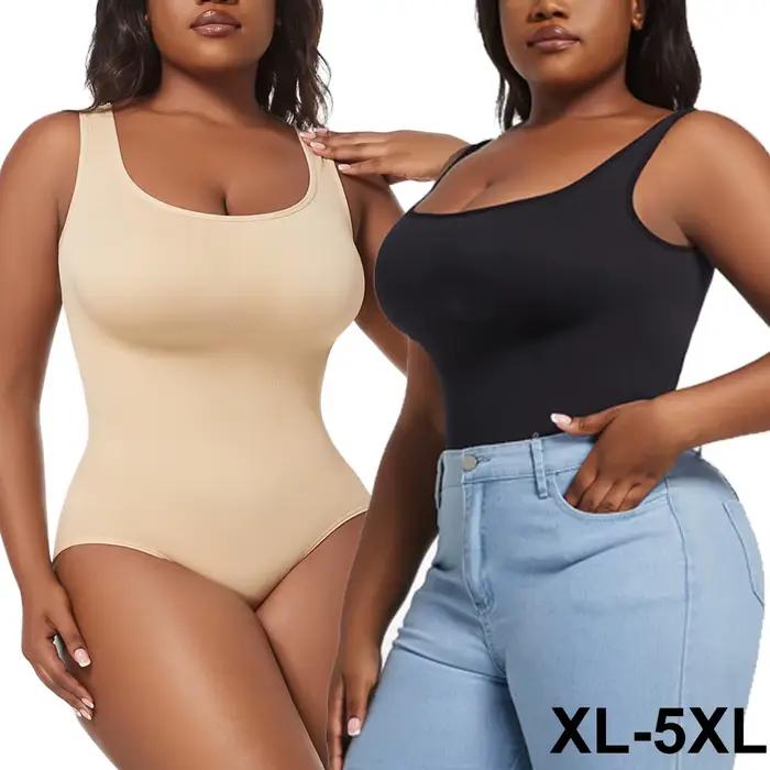 Veľké veľkosti dámske body so slipmi Sexy tréningový jednodielny odev do posilňovne tvarujúci brucho športové oblečenie kombinéza bez rukávov XL-5XL