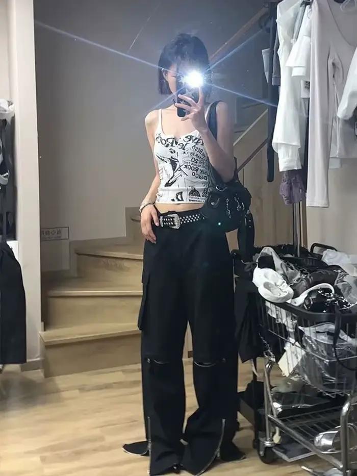 Y2K Dámsky krátky pletený top s potlačou E-Girl Punk