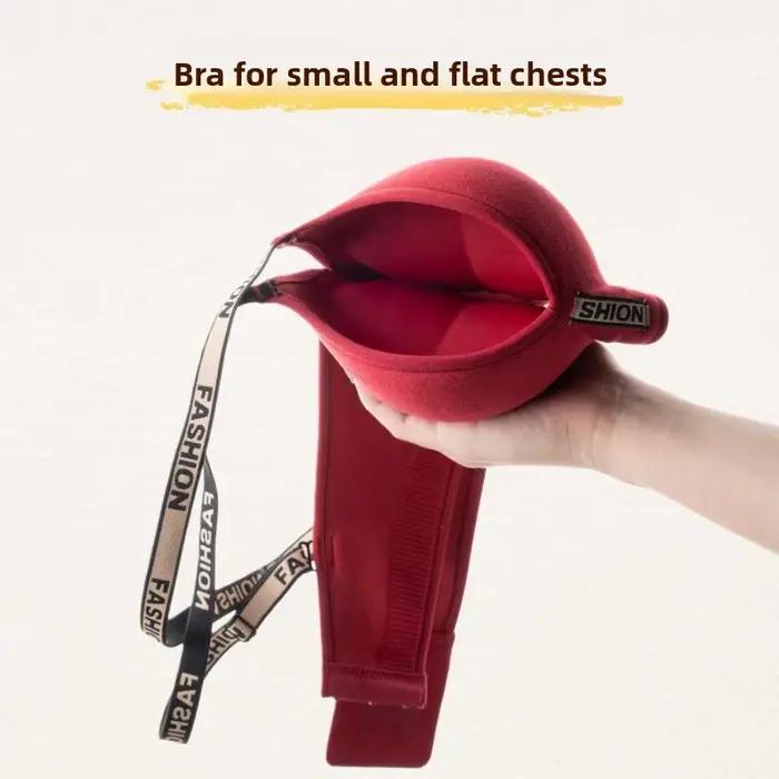 Soutien-gorge push-up lisse en polyester rouge pour petites poitrines - Bonnet A/B - Bracelets ajustables - Style sexy - Occasions spéciales