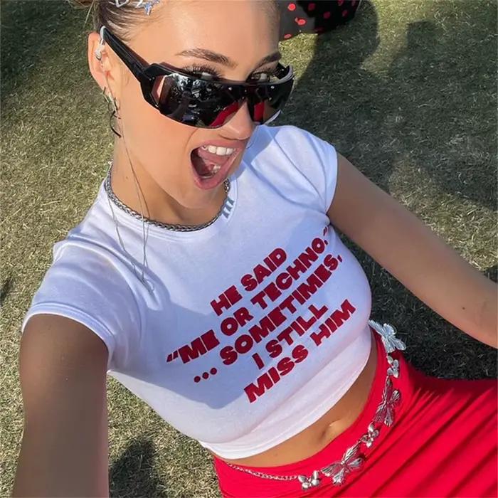 He Said Me or Techno Somefois I Still Him Crop Top