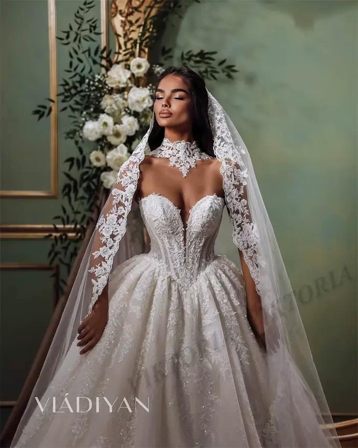 VIKTORIA exquise Corset robes de mariée pour femme mariée bretelles dentelle Appliques robes de bal robes Novias Boda sur mesure