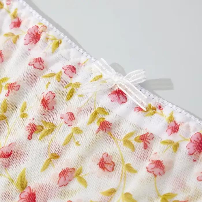 Culottes string en tulle imprimé floral frais sous-vetements légers et respirants pour filles culottes sexy pour l'été occassions spéciales