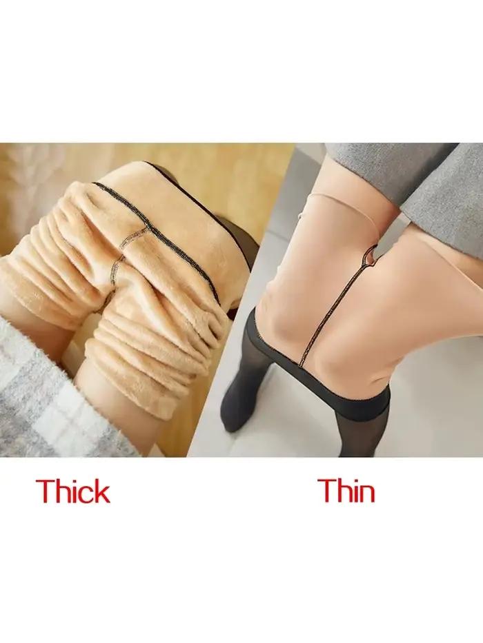 Dámske termo pančuchy Sexy priesvitné fleece Legíny tenké zimné teplé hrubé zamatové