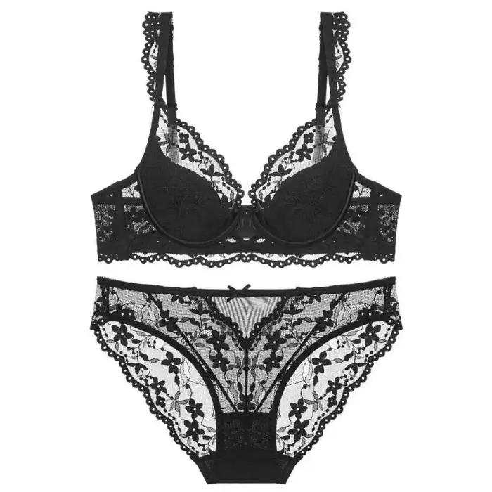 Ensemble soutien-gorge et culotte sexy en dentelle fine pour femme – Collection été, doux, respirant, anti-affaissement, élégant et confortable pour le quotidien