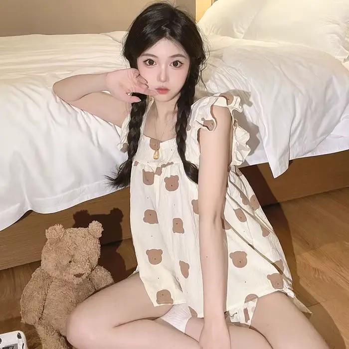 Pyjamas d'été pour femmes ensembles de pyjama ensemble Sexy femmes vêtements de nuit pour dormir à manches courtes vêtements de nuit femmes pantalons sans manches