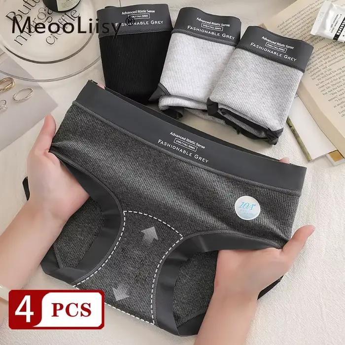 MeooLiisy 4 pièces 10A Simple coton femmes culottes taille moyenne respirant sans couture sous-vêtements doux quotidien sans trace culotte Lingerie