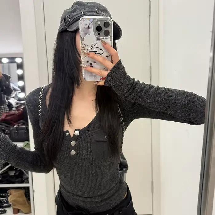 Tonngirls Harajuku Vintage tričko pre ženy s dlhým rukávom Y2k americký retro 90s kultúra streetwear topy