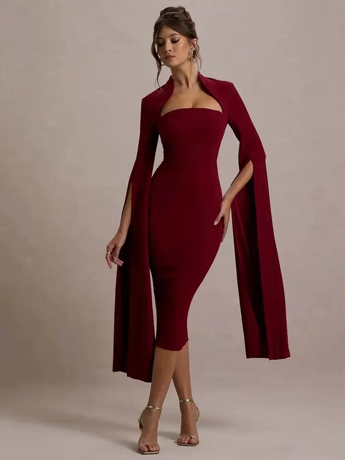 Robe sexy Mozision polyvalente avec décolleté carré pour femmes automne-hiver style club et soirées spéciales