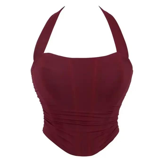 Korzátový halter crop top pre ženy
