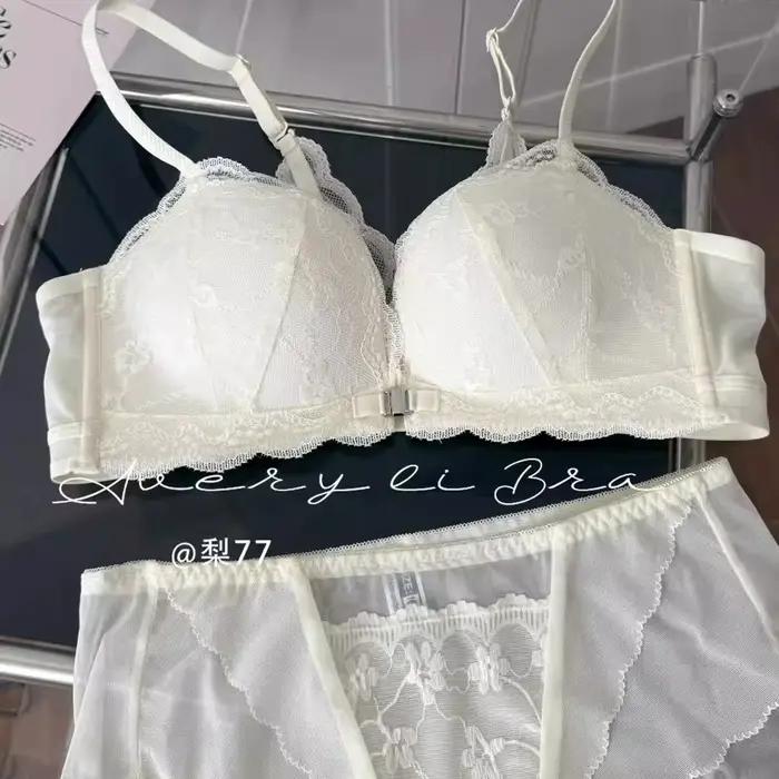 Soutien-gorge bandeau push-up pour femmes, à fermeture avant, pour petites poitrines, en dentelle française sexy, dos nu, anti-affaissement, avec lissage latéral, style T-shirt