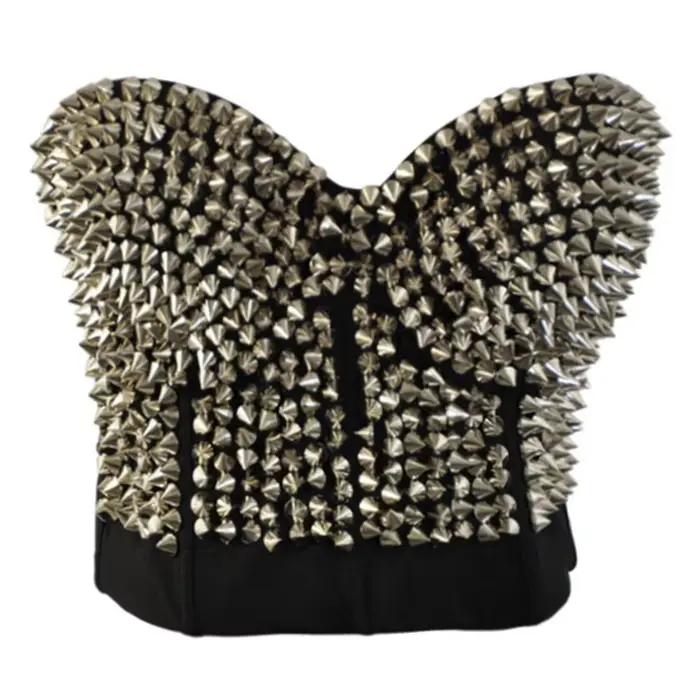 Soutien-gorge Steampunk à Rivets pour Femme, Bustier Court, Précieux Y-Summer, Sexy, ixd'Halloween, Scène, Gothique, Push Up, Club
