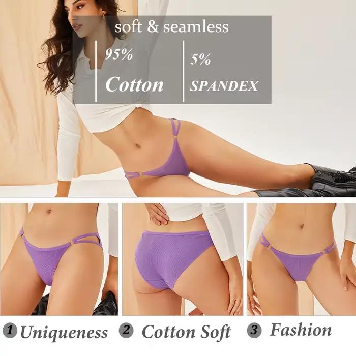 3 kusy dámske nohavičky priedušná spodná bielizeň Sexy Lingerie pohodlné pruhované bavlnené slipy módne