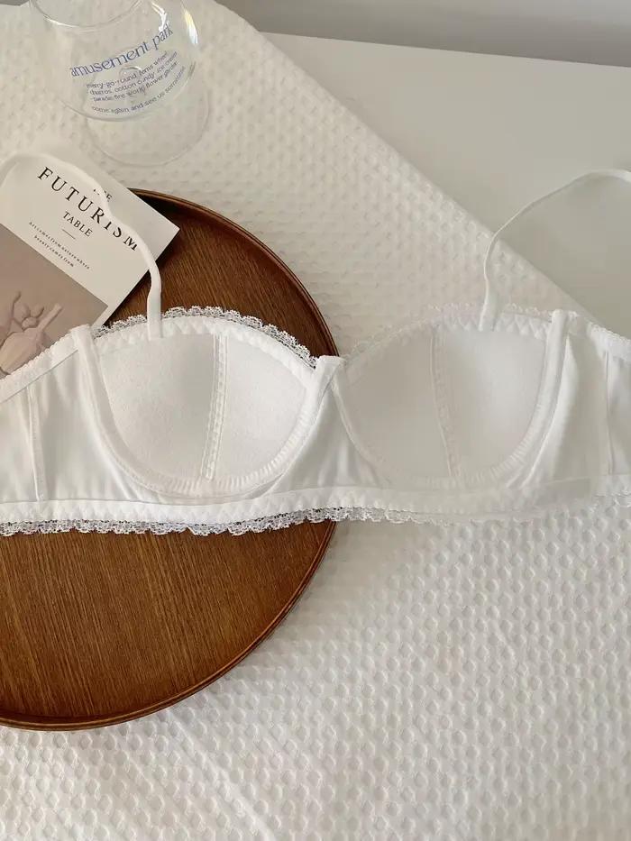 Soutien-gorge en soie et polyester pour femmes, dentelle, tasse 3/4, sans couture, fermeture dos, bretelles ajustables, confortable pour petites poitrines, lingerie féminine