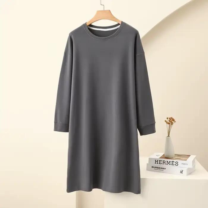 Chemise de nuit en velours optique pour femme, chemise de nuit mi-longue, vêtements de nuit chauds, grande taille, automne et hiver