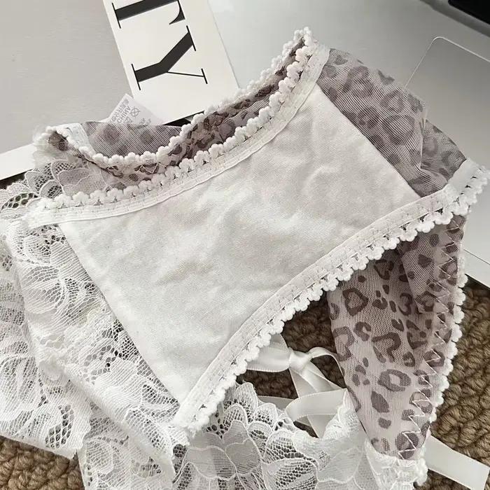 Sexy nízke nohavičky pre ženy z čistej bavlny s čipkou