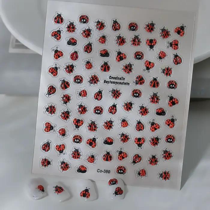 Coccinellidae nechty umenie 5D reliéfne samolepiace nálepky mix dizajn hmyz