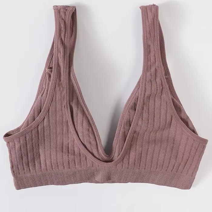 Soutien-gorge de sport sans couture pour femmes, décolleté en V profond, sans armatures, sous-vêtements pour femmes, dos nu, Lingerie Sexy, intimes doux