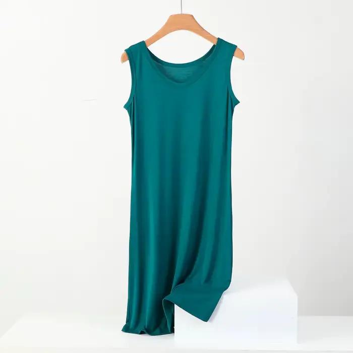 Chemise de nuit mi-longue en émail modal pour femme, robes de base en fibre, monochromatique, document, grande taille, été, 8XL