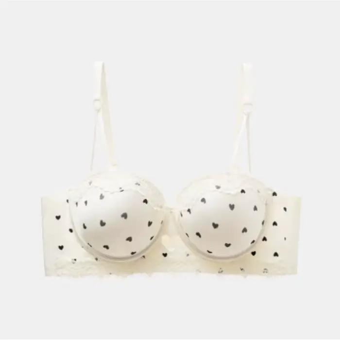 Ensemble soutien-gorge push-up en dentelle Sweet Girl Heart pour petites poitrines, avec maintien latéral anti-affaissement, rembourré, lingerie, taille 32-38