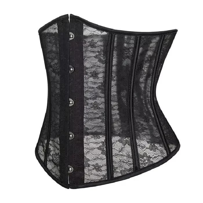 Corset sous le buste pour femmes, modelant le corps, Sexy, cintré à la taille, bustier respirant en dentelle, gothique, à la mode, noir et blanc