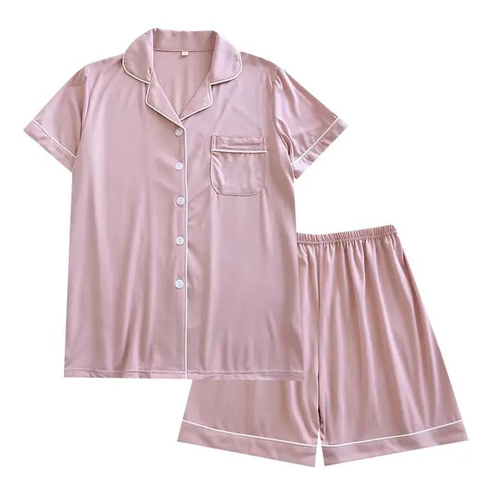 Été nouveau Couple ensemble grand élastique ameublement mince Modal coton couleur unie ensemble Simple décontracté vêtements de nuit