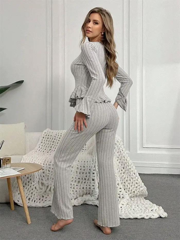 Sexy rebrovaný pyžamový set pre ženy