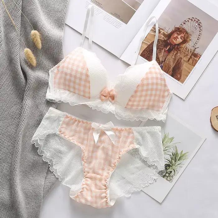 Ensemble de soutien-gorge coréen mignon pour femmes, section fine d'été, pour petits seins, sans armatures, confortable et sexy