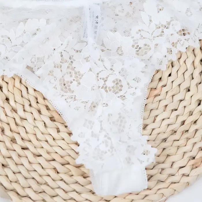 Slip noir Sexy en dentelle pour femmes, culotte ajourée en dentelle florale, taille basse, sous-vêtements respirants, Lingerie féminine