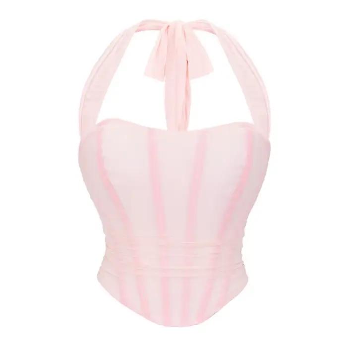 Korzátový halter crop top pre ženy