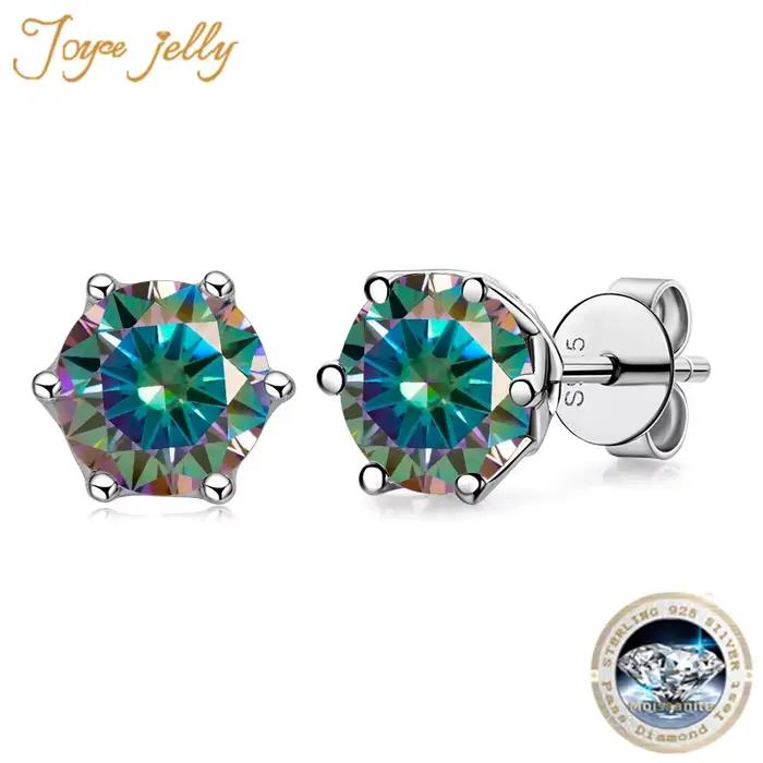 1/2/4CT VVS D farba Ruský brúsny Moissanit 8H8A Laboratórny diamant náušnice pre ženy S925
