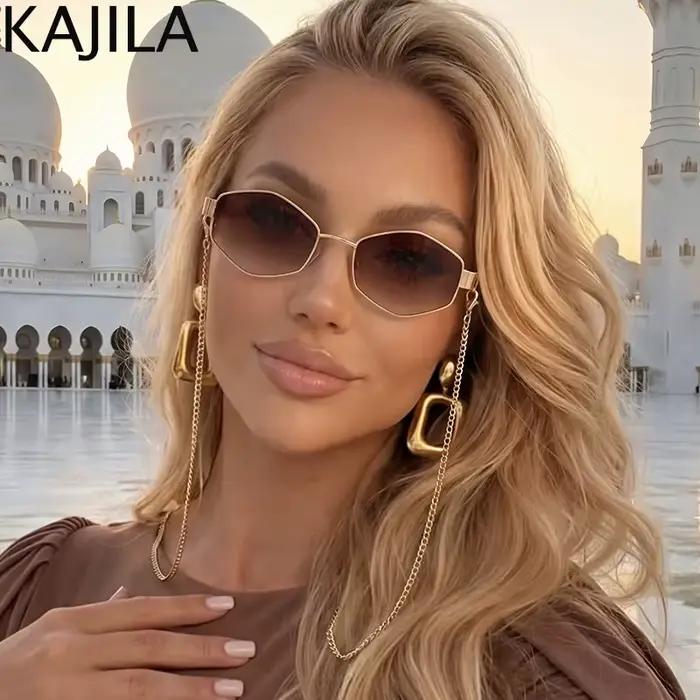 Štýlové šesťuholníkové slnečné okuliare s malým rámom pre ženy
