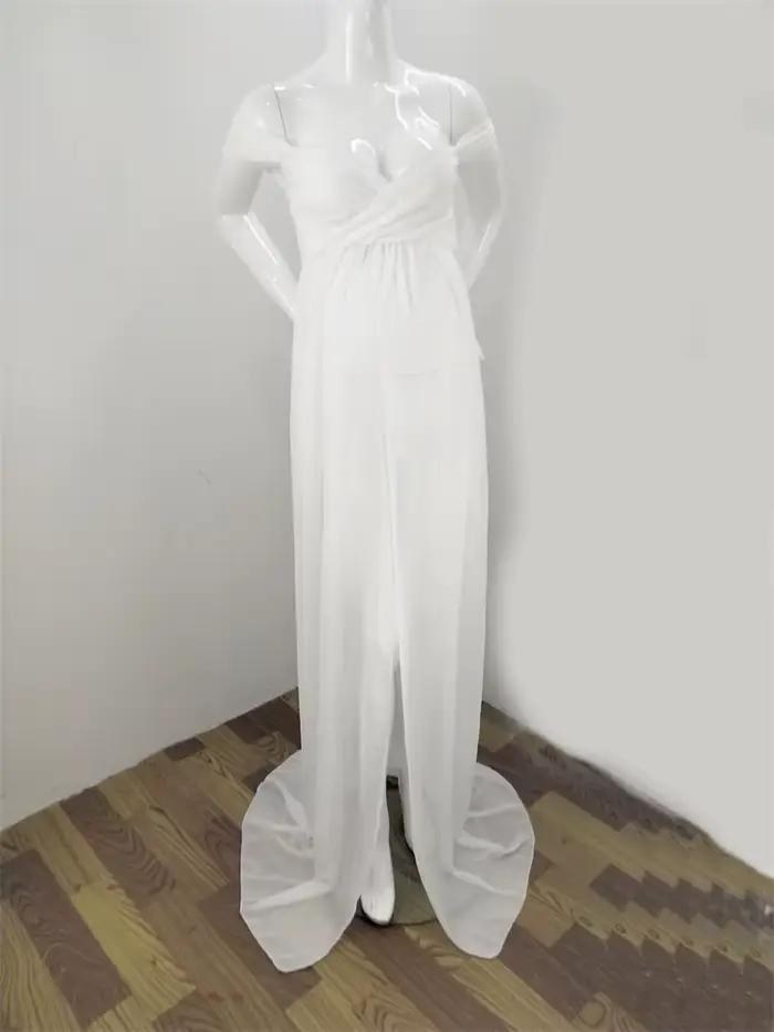 Robe de maternité sexy et club en polyester avec dentelle pour femmes, couleurs corail et blanc, silhouette sirène, pour grossesse, baby shower et photoshoots
