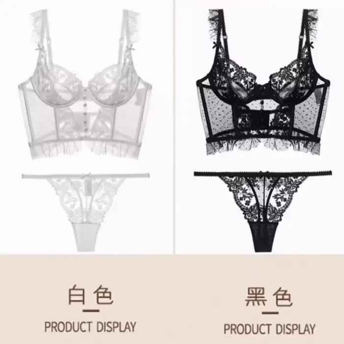 ​ ​ Corset Dentelle Française Pure Desire Ultra Fin Ajouré Sans Armatures Confort Respirant Facile à Enfiler Taille S-XL MOYISU AB