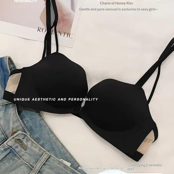 Soutien-gorge dos nu à fermeture avant pour femme : petite taille, push-up, liftant, sans couture, sans armatures, respirant et confortable