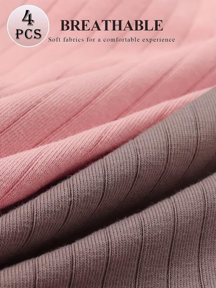 Culotte Taille Haute Confortable en Coton pour Femme, Couleurs Clashing, Forme et Lifting des Hanches, Respectueux de la Peau, Respirant, Mode, 4 Pièces