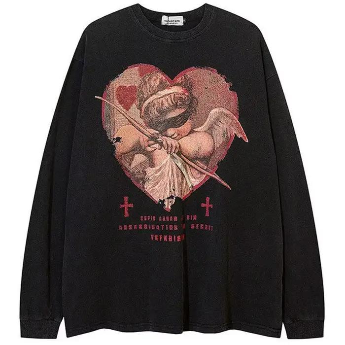 Mikina Y2K Retro Europe Love Angel Print
