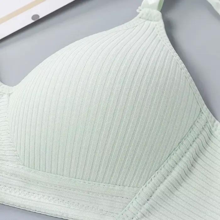 Sous-vêtements en coton femmes AB tasse soutien-gorge sans fil rassemblé confort V brassière Push Up Lingerie Bralette pour femmes soutiens-gorge sans couture