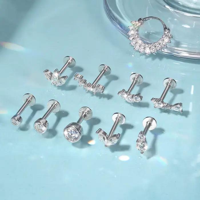 Pomocné Moissanitové diamantové náušnice pre ženy originálne 925 strieborné so skrutkovým zadným uzáverom plochý chrbát Moiss