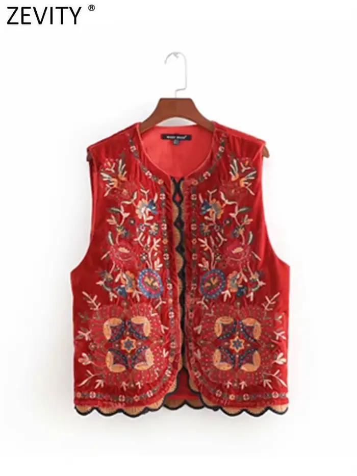 Zevity ženy Vintage flitre kvetinová výšivka vesta dámske retro štýl národný patchwork ležérny zamat CT154