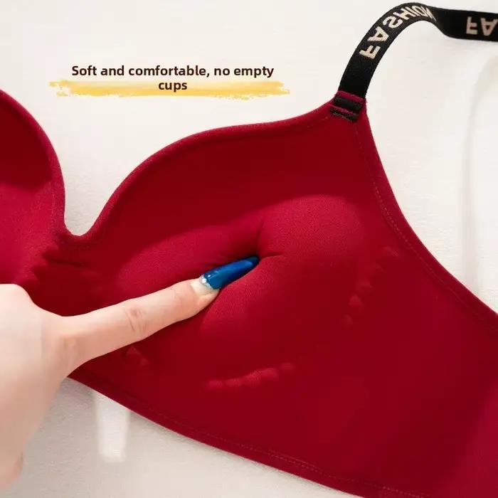 Soutien-gorge push-up lisse en polyester rouge pour petites poitrines - Bonnet A/B - Bracelets ajustables - Style sexy - Occasions spéciales