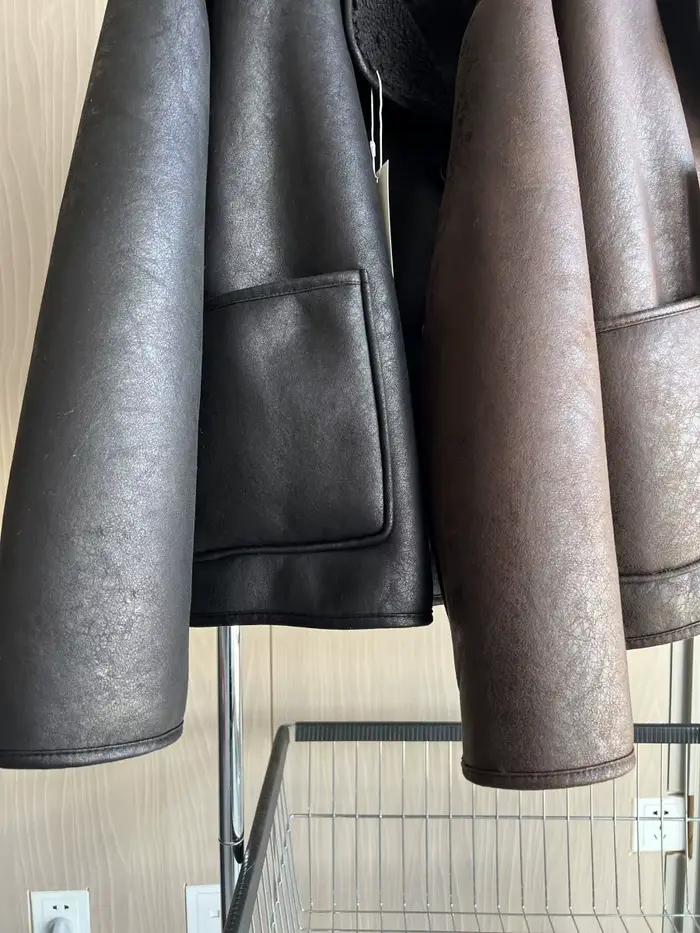 ETJ 2025 jeseň/zima novinka ženy séria ZW golier obojstranný oversized s dlhými rukávmi bunda kabát teplý 35