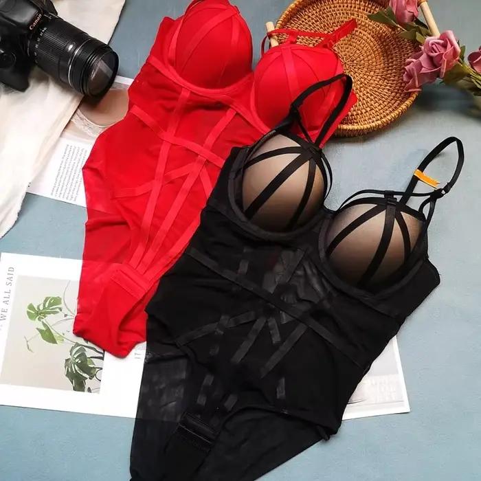 MOYISU Sexy tvarovacie body pre ženy z priehľadnej sieťoviny Lingerie Teddy s push-up podprsenkou a ramienkami špeciálna ponuka tvarovač postavy doprava zdarma