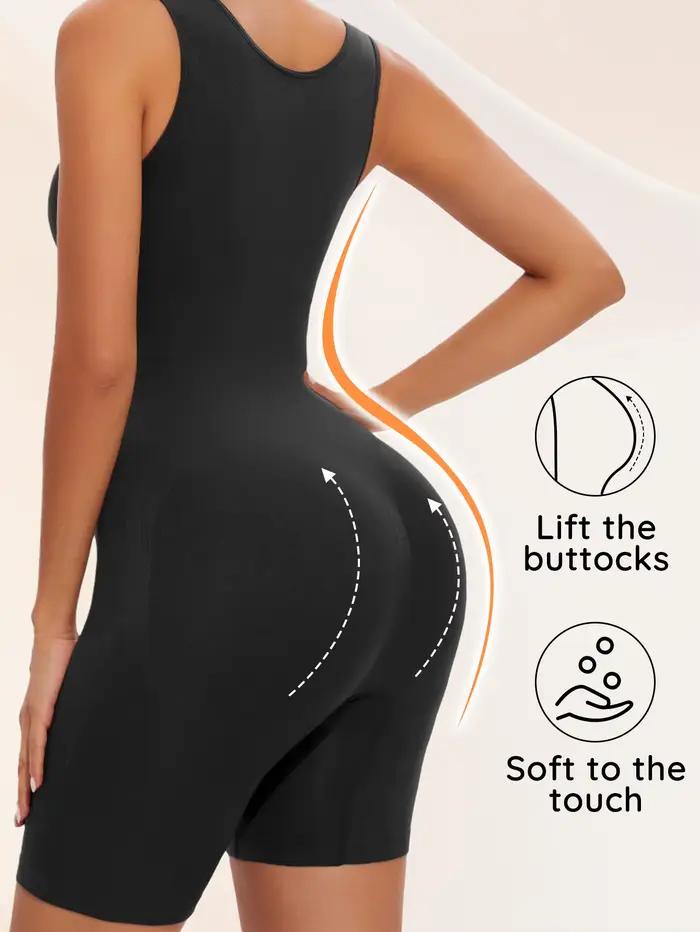 1 pièce Body sculptant gainant sans couture, très élastique, effet ventre plat, lingerie sexy sans manches, moulant, noir