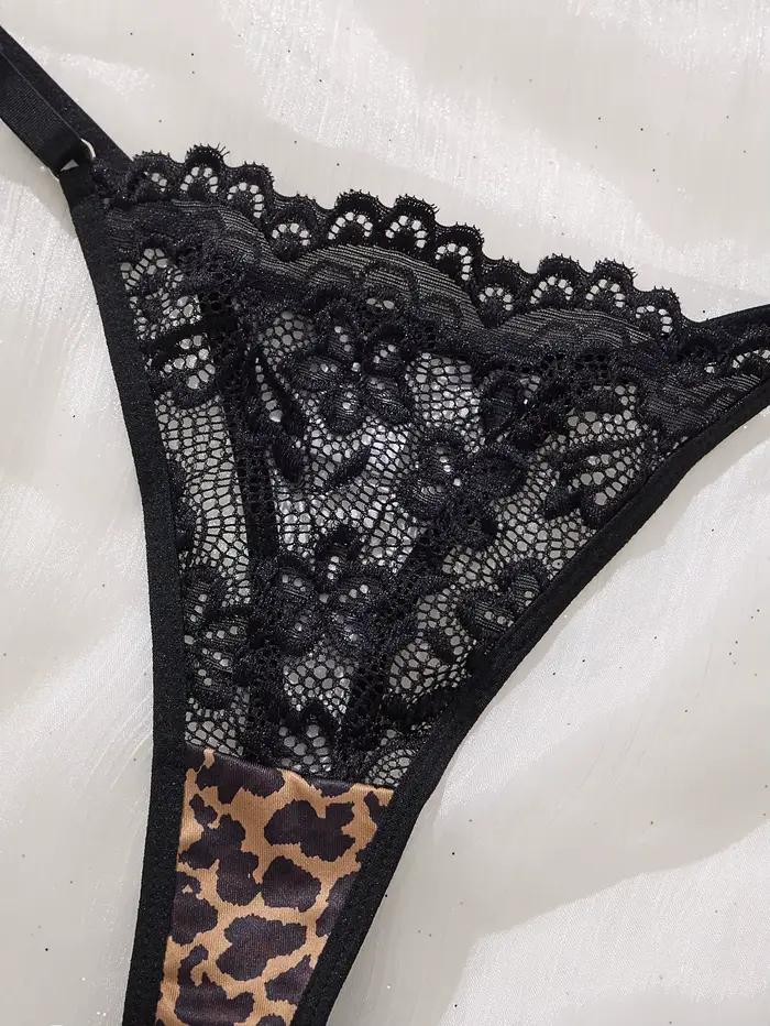 Sexy čierny lingerie set s leopardími a kvetinovými vzormi. Čipkovaný dizajn spája šarm a zmyselnosť ZA825182